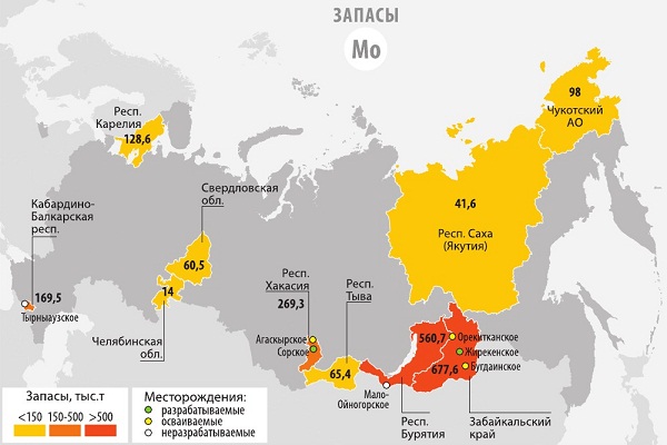 Карта добычи золота