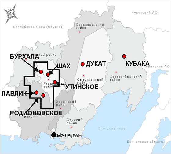 Карта магаданской области и якутии