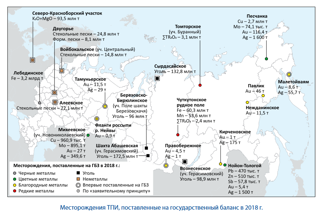 Русское месторождение на карте