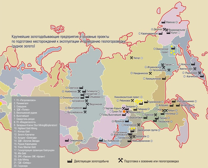 Золотоносная карта россии